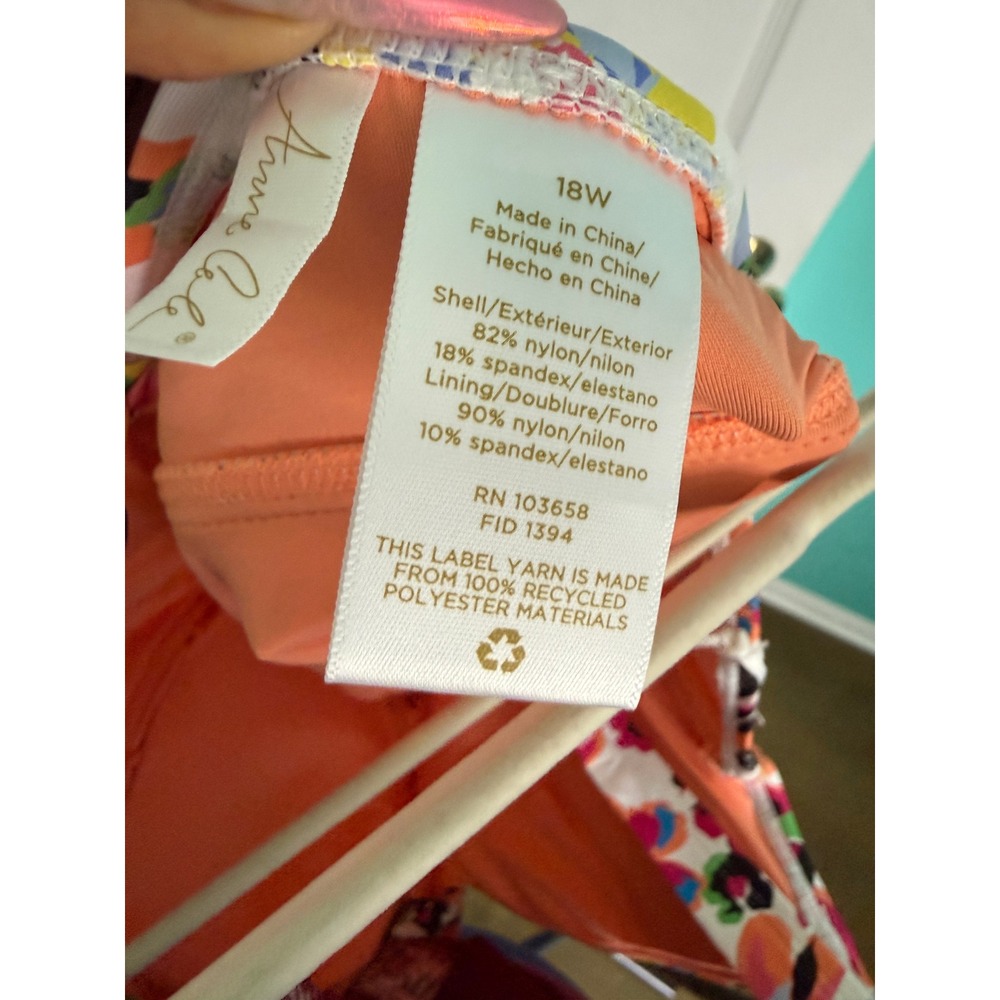 Anne Cole Floral Ruched One Piece Swimsuit Multicolor 18W - Picture 6 of 7